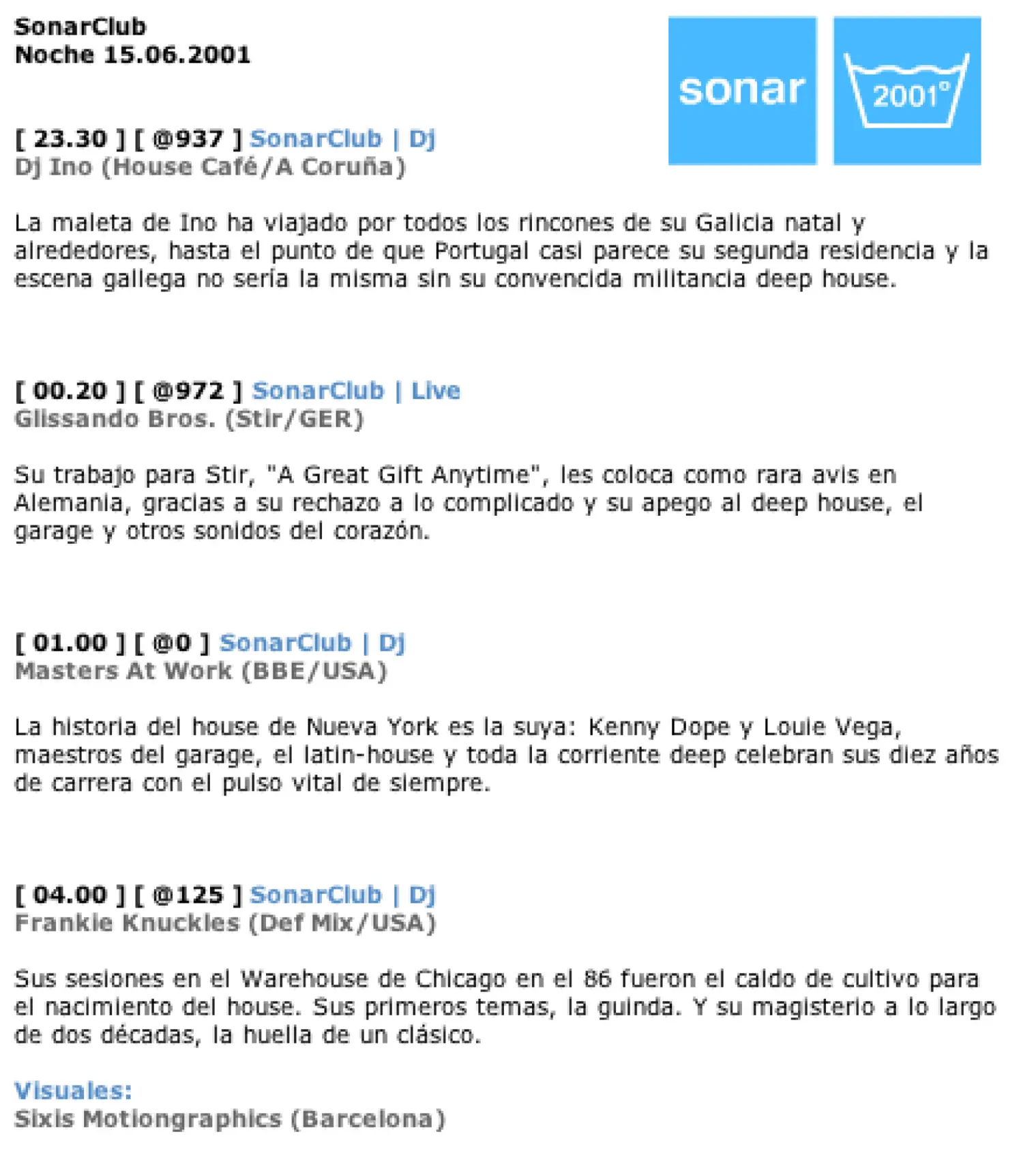 Sónar Barcelona 2001